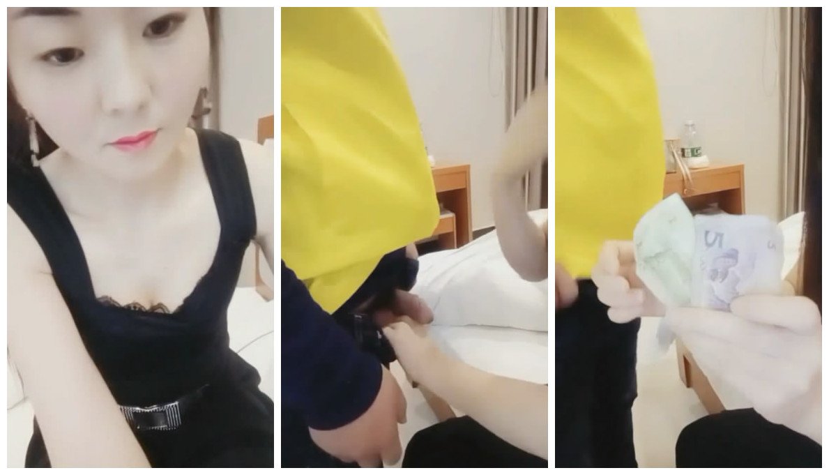 长得像香港演员万倚雯气质美少妇旅馆叫外卖勾搭害羞的美团外卖小哥啪啪对白有